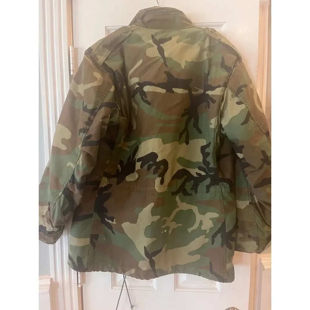 US Military Camo Hooded Jacket Men Medium Hunting Utility Tactical Work Outdoor